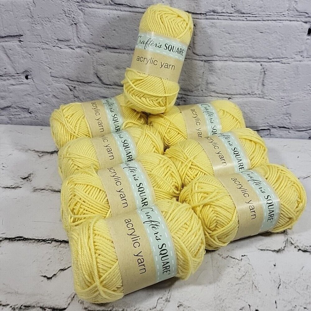 Crafters Square Acrylic Yarn Yellow Lot of 8 Skeins